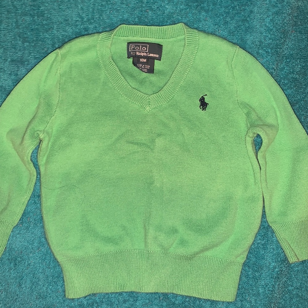 Baby Unisex Polo Green v neck sweater